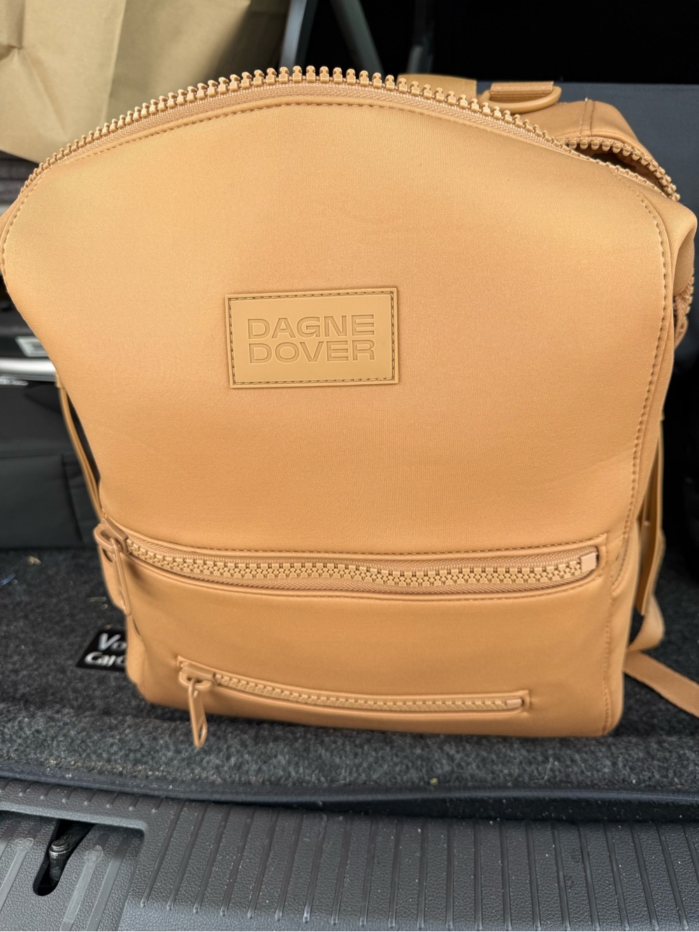 Dagne Dover Caramel Tan Compact Leather Backpack nwot